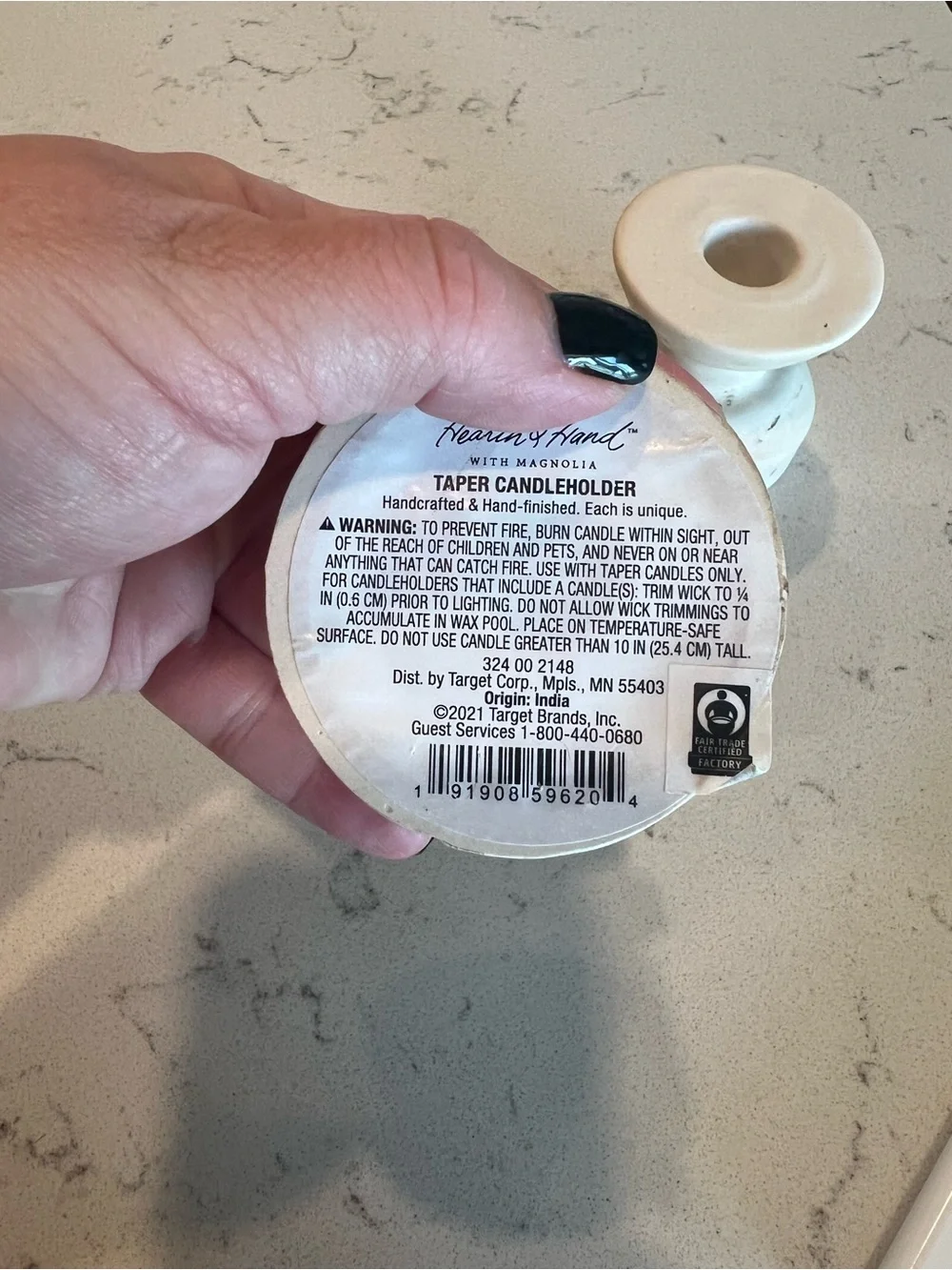 NWT Hearth & Hand Cream Distressed Ceramic Taper Candle Holders - Set of 2